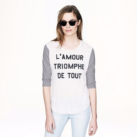 J.Crew L’Amour Triomphe de Tout Linen Baseball Tee - Picture 1 of 4